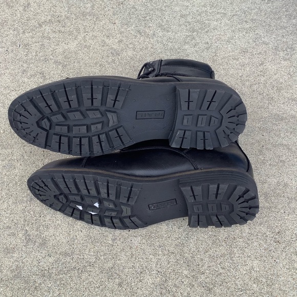 The Rail Black Leather Side Zip Lace Up Mens Boots Biker Combat Grunge, EU 44 - Picture 5 of 8